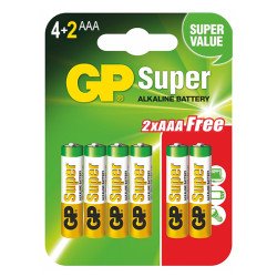 Аккумулятор SUPERALKALINE GP AAA LR03 4+2szt