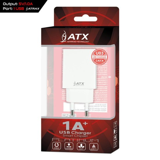 Зарядка ATX 1A USB U03 white