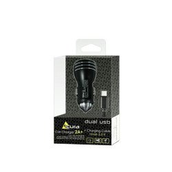 Зарядка SET ACURA 2xUSB+Кабель MICRO METAL black
