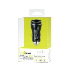 Зарядка в машину ACURA 1A / 2A 2xUSB METAL black