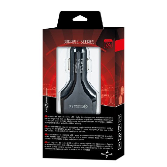 Зарядка в машину ATX 4xUSB QC3.0 7A black Зарядка в машину ATX 4xUSB QC3.0 7A black