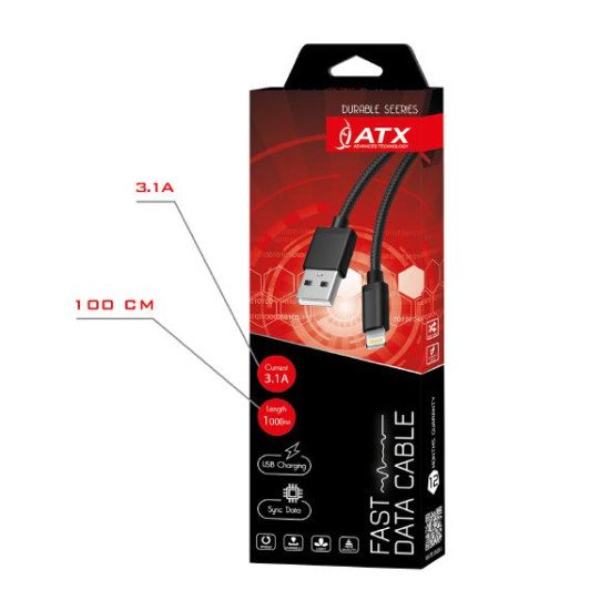 Кабель USB ATX BRAIDED iPhone 5 silver Кабель USB ATX BRAIDED iPhone 5 silver