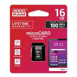 Карта памяти GOODRAM MICRO.SD 16GB C10 UHS+AD 100MB/s