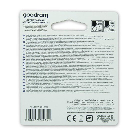 Карта памяти GOODRAM MICRO.SD 64GB C10 UHS+AD 100MB/s