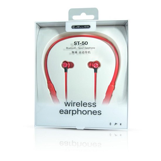 Наушники JELLICO BT EARPHONE SPORT ST-50 red Наушники JELLICO BT EARPHONE SPORT ST-50 red