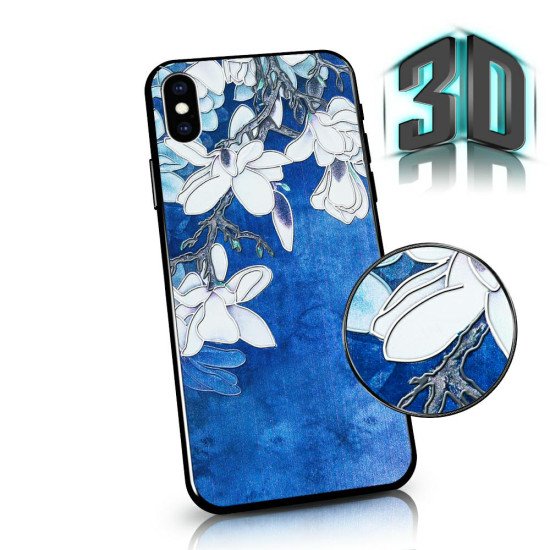 Чехол FLOWERS 3D iPhone XI/11 MAX 6,5" blue